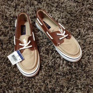 NWT Polo Ralph Lauren Boy's Khaki/tan Boat Shoes